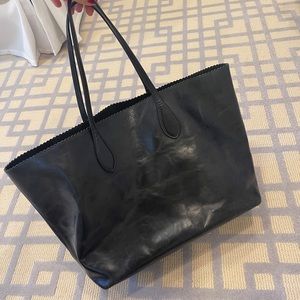 ROCHAS BLACK LEATHER TOTE BAG